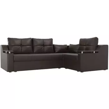 Угловой диван Кронос правый (экокожа коричневая) Лига Диванов 114648