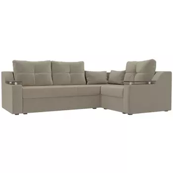 Угловой диван Кронос правый (микровельвет бежевый) Лига Диванов 114613