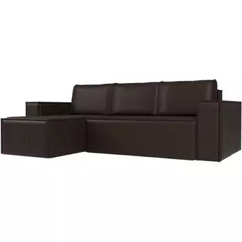 Угловой диван Куба левый (экокожа коричневая) Лига Диванов 108664L