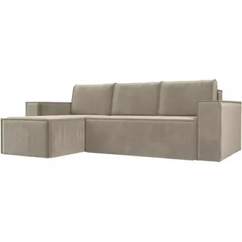 Угловой диван Куба левый (микровельвет бежевый) Лига Диванов 108651L