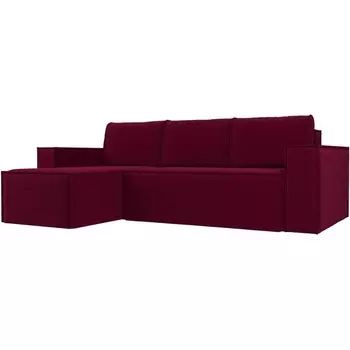 Угловой диван Куба левый (микровельвет бордовый) Лига Диванов 112682L