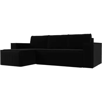 Угловой диван Куба левый (микровельвет черный) Лига Диванов 108658L