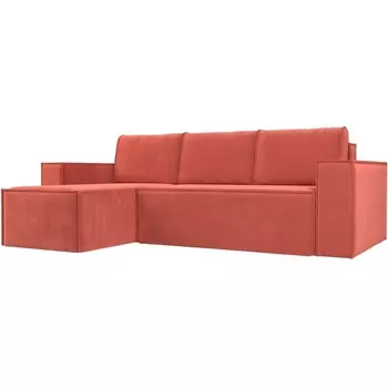 Угловой диван Куба левый (микровельвет коралловый) Лига Диванов 108654L