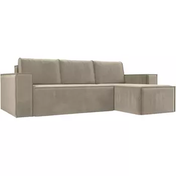 Угловой диван Куба правый (микровельвет бежевый) Лига Диванов 108651