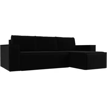 Угловой диван Куба правый (микровельвет черный) Лига Диванов 108658
