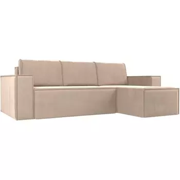 Угловой диван Куба правый (велюр бежевый) Лига Диванов 108643