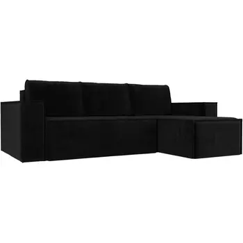 Угловой диван Куба правый (велюр черный) Лига Диванов 108650