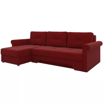 Угловой диван Леон левый (микровельвет бордовый) Лига Диванов 27980L