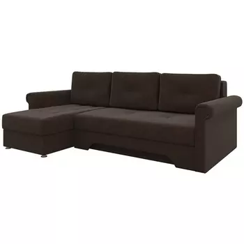 Угловой диван Леон левый (микровельвет коричневый) Лига Диванов 27979L