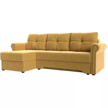 Угловой диван Леон левый угол (Микровельвет/Желтый) Лига Диванов 119749L