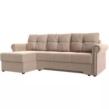 Угловой диван Леон левый угол (Велюр/Бежевый) Лига Диванов 119745L