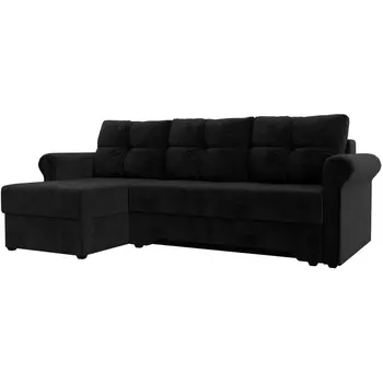 Угловой диван Леон левый угол (Велюр/Черный) Лига Диванов 119747L