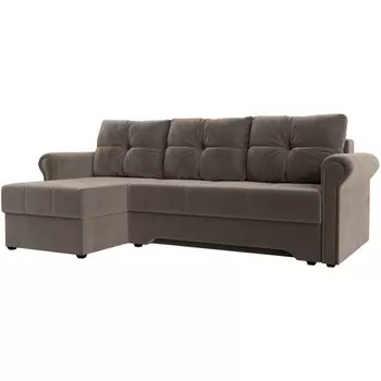 Угловой диван Леон левый угол (Велюр/Коричневый) Лига Диванов 119742L