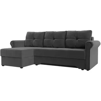 Угловой диван Леон левый угол (Велюр/Серый) Лига Диванов 119746L