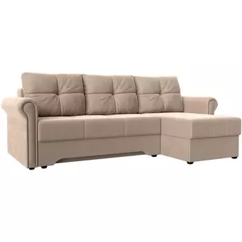 Угловой диван Леон правый угол (Велюр/Бежевый) Лига Диванов 119745