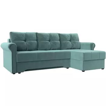 Угловой диван Леон правый угол (Велюр/Бирюзовый) Лига Диванов 119743