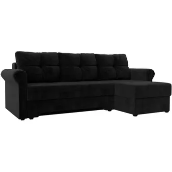 Угловой диван Леон правый угол (Велюр/Черный) Лига Диванов 119747