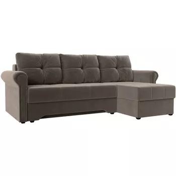 Угловой диван Леон правый угол (Велюр/Коричневый) Лига Диванов 119742