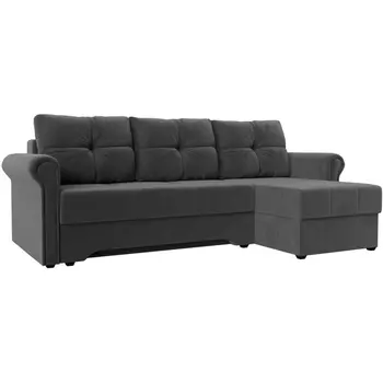 Угловой диван Леон правый угол (Велюр/Серый) Лига Диванов 119746