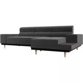 Угловой диван Леонардо правый угол (Велюр/Серый) Лига Диванов 116921