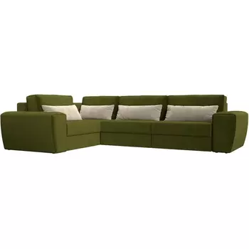 Угловой диван Лига-008 Long левый (Микровельвет/Бежевый,Зеленый) Лига Диванов 118748L