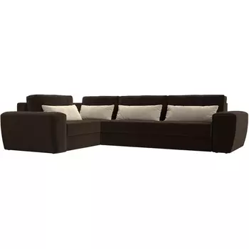 Угловой диван Лига-008 Long левый (Микровельвет/Бежевый,Коричневый) Лига Диванов 118760L