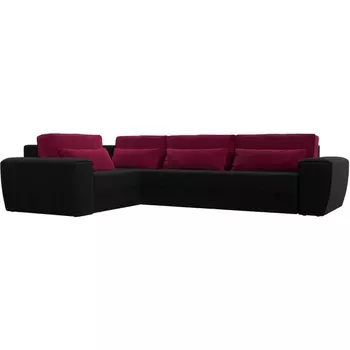 Угловой диван Лига-008 Long левый (Микровельвет/Черный,Красный) Лига Диванов 118777L