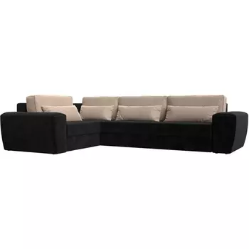 Угловой диван Лига-008 Long левый (Велюр/Бежевый,Черный) Лига Диванов 118728L