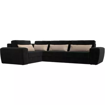 Угловой диван Лига-008 Long левый (Велюр/Бежевый,Черный) Лига Диванов 118729L