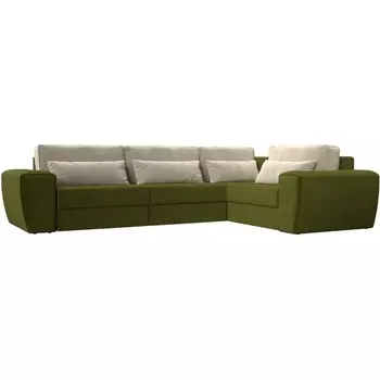 Угловой диван Лига-008 Long правый (Микровельвет/Бежевый,Зеленый) Лига Диванов 118747