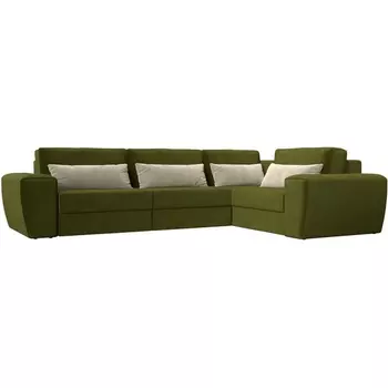 Угловой диван Лига-008 Long правый (Микровельвет/Бежевый,Зеленый) Лига Диванов 118748