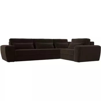 Угловой диван Лига-008 Long правый (Микровельвет/Коричневый) Лига Диванов 118753