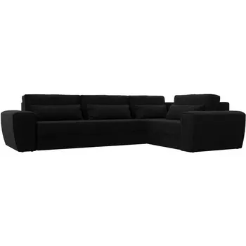 Угловой диван Лига-008 Long правый (Микровельвет/Черный) Лига Диванов 118774