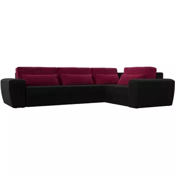 Угловой диван Лига-008 Long правый (Микровельвет/Черный,Красный) Лига Диванов 118777