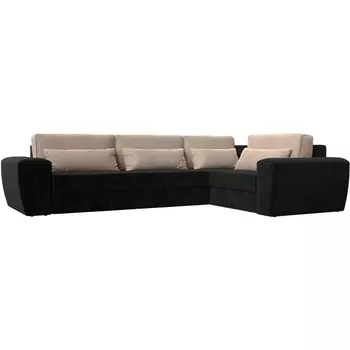 Угловой диван Лига-008 Long правый (Велюр/Бежевый,Черный) Лига Диванов 118728