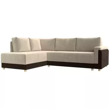 угловой диван Лига-024 левый угол (Микровельвет/Бежевый) Лига Диванов 119290L