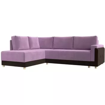 угловой диван Лига-024 левый угол (Микровельвет/Фиолетовый) Лига Диванов 119299L