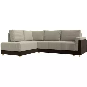 угловой диван Лига-024 левый угол (Рогожка,Микровельвет/Бежевый) Лига Диванов 119315L