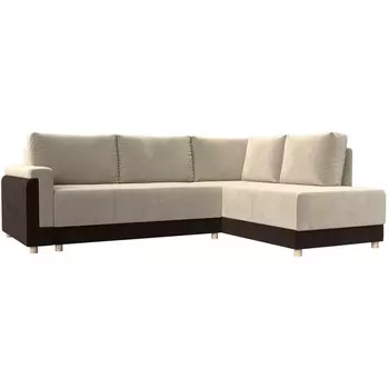 угловой диван Лига-024 правый угол (Микровельвет/Бежевый) Лига Диванов 119290