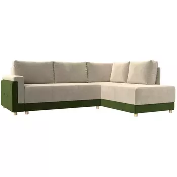 угловой диван Лига-024 правый угол (Микровельвет/Бежевый) Лига Диванов 119291