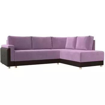 угловой диван Лига-024 правый угол (Микровельвет,Экокожа/Фиолетовый) Лига Диванов 119309