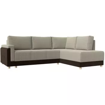 угловой диван Лига-024 правый угол (Рогожка,Микровельвет/Бежевый) Лига Диванов 119315