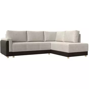 угловой диван Лига-024 правый угол (Рогожка,Экокожа/Бежевый) Лига Диванов 119328