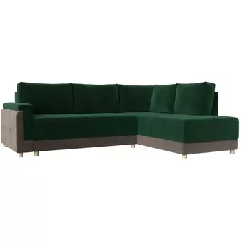 угловой диван Лига-024 правый угол (Велюр/Зеленый) Лига Диванов 119268