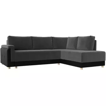 угловой диван Лига-024 правый угол (Велюр,Экокожа/Серый) Лига Диванов 119278