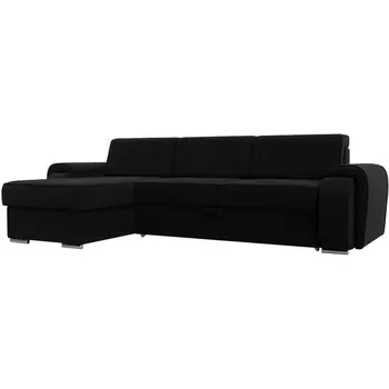 угловой диван Лига-025 левый угол (Микровельвет/Черный) Лига Диванов 119250L