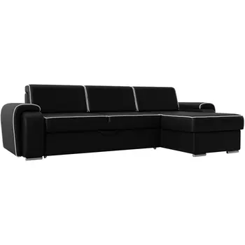 угловой диван Лига-025 правый угол (Экокожа/Черный) Лига Диванов 119233