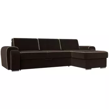 угловой диван Лига-025 правый угол (Микровельвет/Коричневый) Лига Диванов 119224