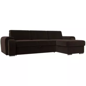 угловой диван Лига-025 правый угол (Микровельвет/Коричневый) Лига Диванов 119247