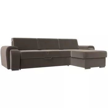 угловой диван Лига-025 правый угол (Велюр/Коричневый) Лига Диванов 119238